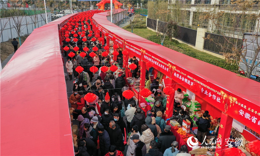 南陵年貨集市，吸引眾多居民前來選購年貨。人民網(wǎng)記者 張俊攝